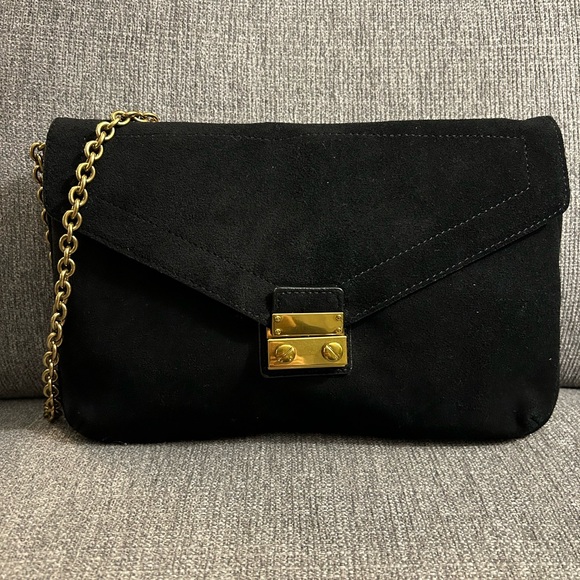 J. Crew black suede bag with bronze hardware - Picture 3 of 10
